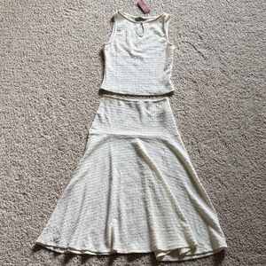 Cupshe Cream Midi Skirt Set